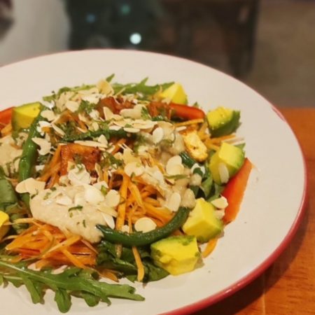 Three nut spinach rocket salad