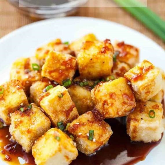 Crispy Onion Teriyaki Tofu