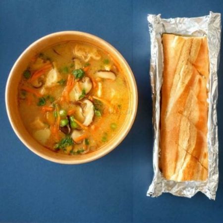 Parmesan Veggies Soup & Baguette