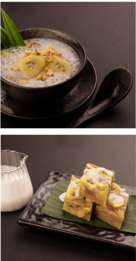Chè chuối và bánh chuối nước dừa